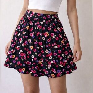 Y2K Wet Seal Pink Floral Skater Skirt NWOT Small Pleated Cotton Mini